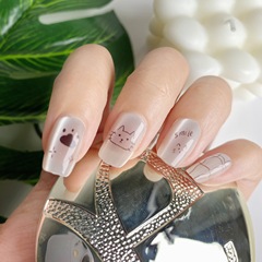 呆呆小貓穿戴甲手工可愛貓貓預製甲卡通可愛學生甲美甲貼片成品