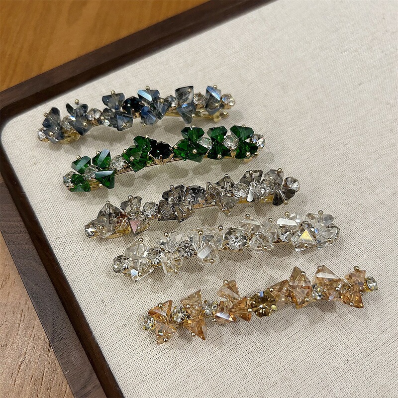 Sweet Side Clip Hand-made Diamond Cross Clip Hair Clip One-character Clip Spring Clip All-match Adult Crystal Headwear South Korea Women