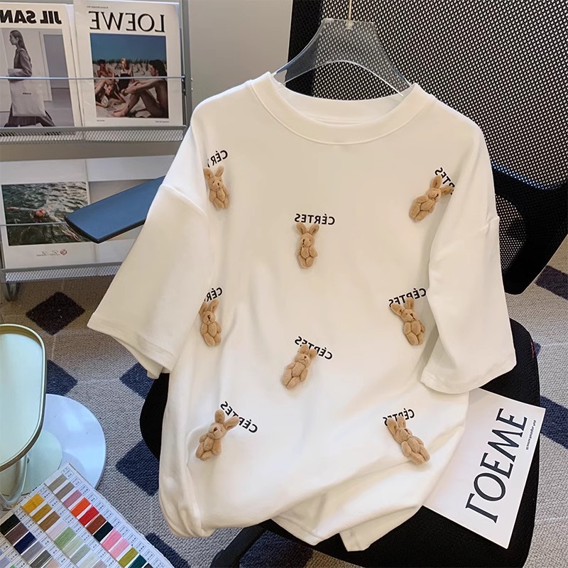 White summer design short sleeve T-shirt