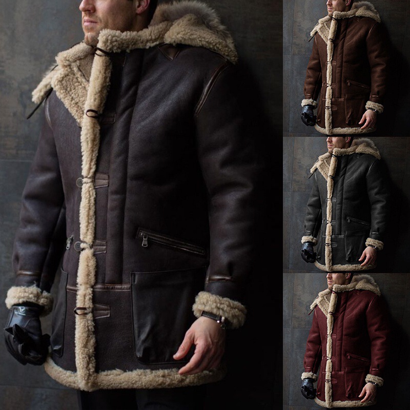 Autumn and Winter Hot-Selling Suede Faux Fur Amazon Hooded Fur Collar Thickened Coat Men's Large Size Jacket Autumn and Winter Hot-Selling Suede Faux Fur Amazon Hooded Fur Collar Thickened Coat Men's Large Size Jacket