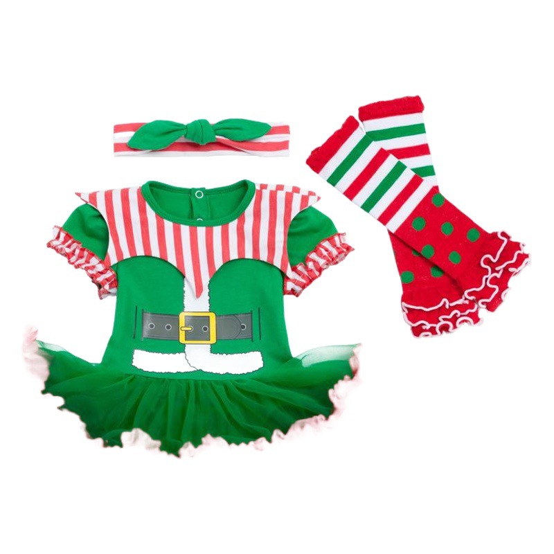 El Comercio exterior transfronterizo ropa para niños bebé niña ropa de payaso mameluco vestido de Bebé Ropa de Navidad vestido de calcetines traje