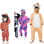 跨境专供法兰绒卡通连体动物睡衣儿童成人独角兽恐龙加厚天马睡袍