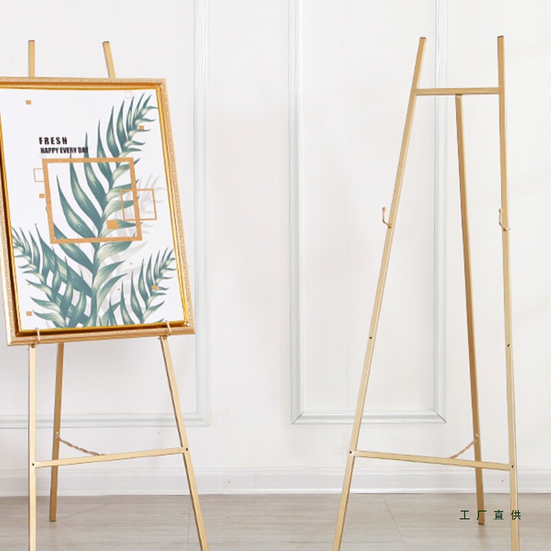 Golden Wedding Iron Easel Photo Frame Bracket Wedding Welcome Water Sign Display Rack Photo Display Rack Scandinavian Oil Painting Rack