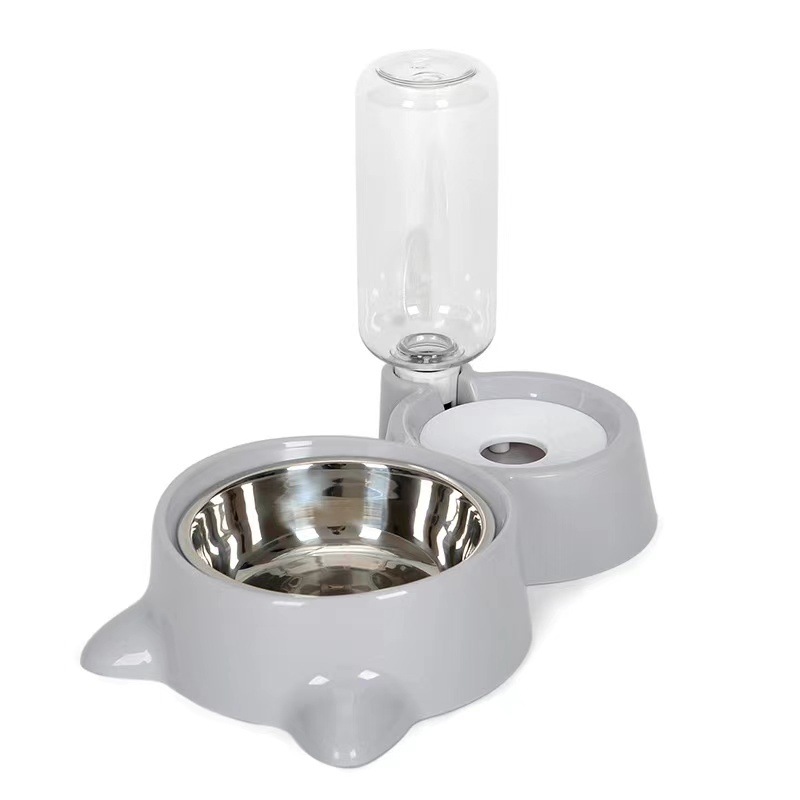 Cross-border Pet Bowl gato tazón doble tazón automático bebedero perro comida tazón de acero inoxidable perro tazón gato suministros a prueba de humedad boca