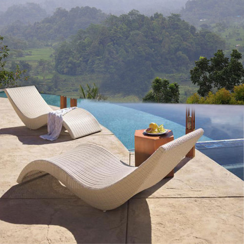 Outdoor lying bed balcony leisure wicker chair outdoor courtyard lounge chair villa swimming pool lying bed folding wicker beach chair