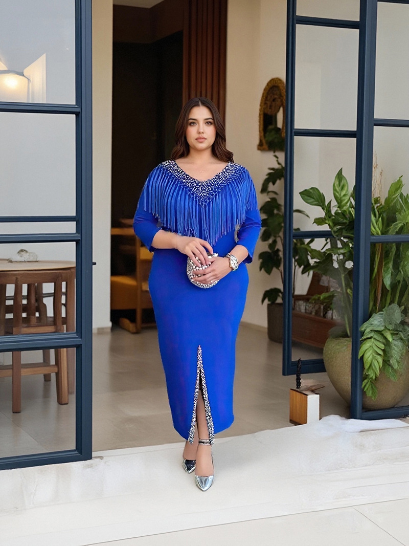 GraceChic Elegantes, figurbetontes, afrikanisches Plus-Size-Quastenkleid im europäischen und amerikanischen Stil für Damen, ideal für Pendler, 0010_voghion.com