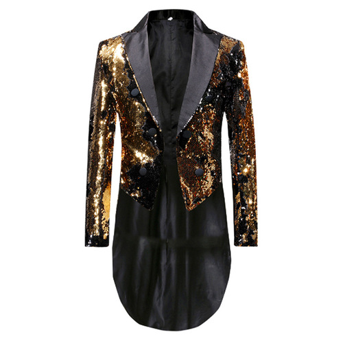 Men youth jazz dance singers host red black blue sequins magician stage performance tuxedo coats  sequined dress suit for man magic clothing