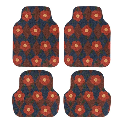 Car Floor Mat, Avtomobil döşəmə paspasları - four-piece-set-of-flower-rhombus-default-specifications