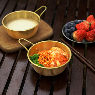 304 stainless steel salad bowl picnic camping tableware multi-functional tableware hanging bowl with handle camping dual-purpose bowl