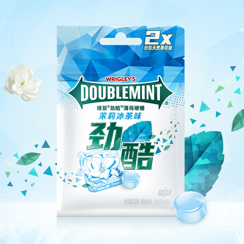【绿箭】玛氏 绿箭茉莉冰茶味劲酷薄荷硬糖 20.5g/袋