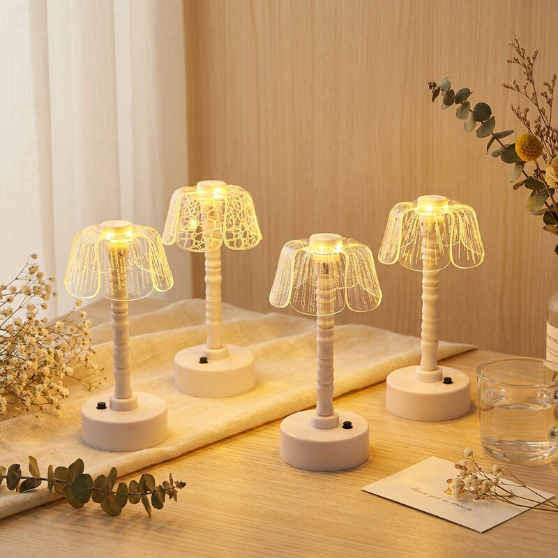 LED acrylic night light, umbrella grid bedside bedroom table lamp, decorative ornament, ambient light, creative flower bud design LED acrylic night light, umbrella grid bedside bedroom table lamp, decorative ornament, ambient light, creative flower bud design