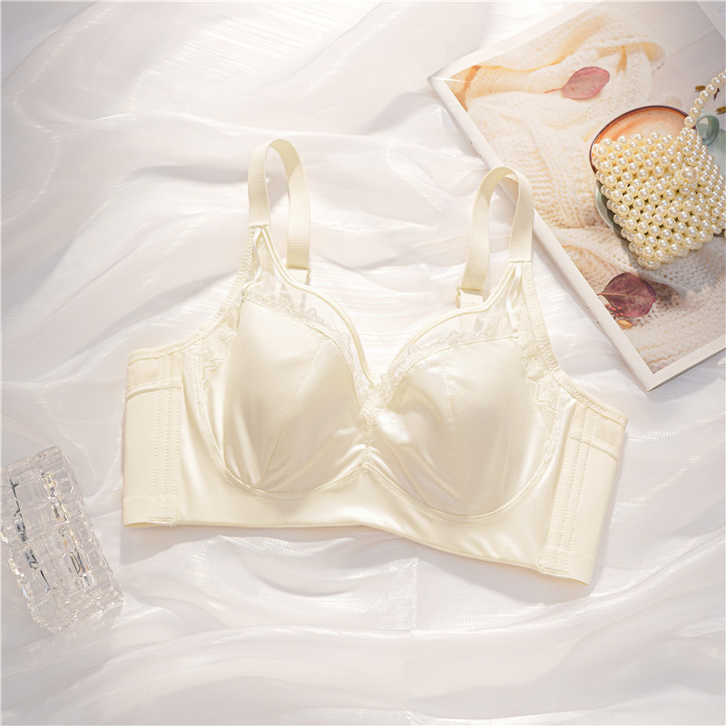 6619 Encaje de satén de lujo ligero, senos grandes sexy, ropa interior pequeña, delgada y cómoda, sujetador ajustable anti-flacidez