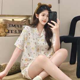 夏季2025年新款开衫孕期带胸垫短袖短裤孕妇哺乳喂奶家居睡衣套装