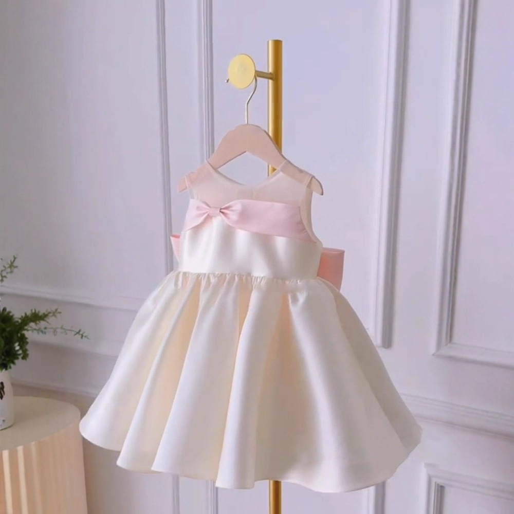 Розовое милое детское демисезонное платье, наряд маленькой принцессы, А-силуэт