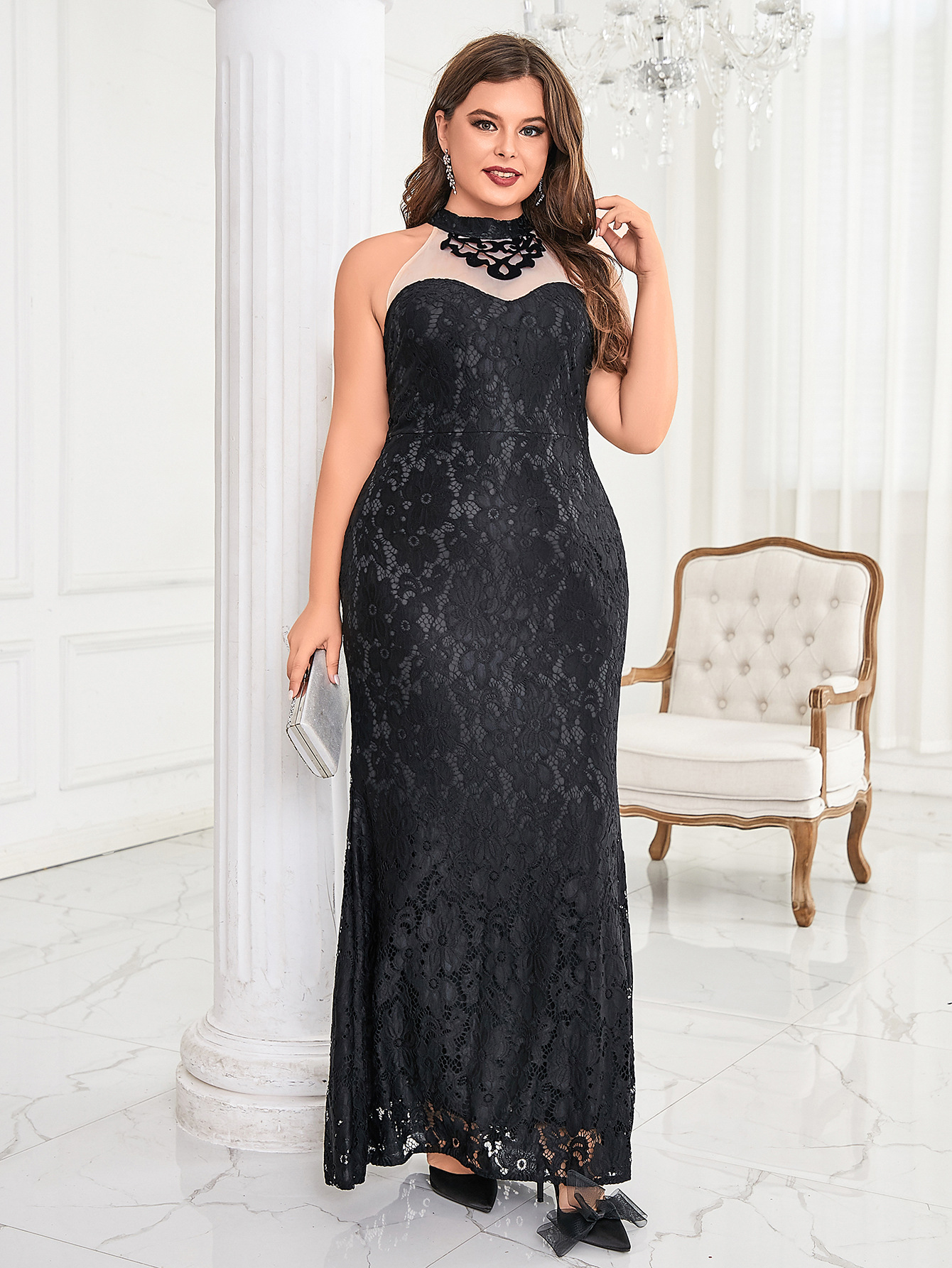 Ropa de mujer de comercio exterior 2022 verano nuevo temperamento de la moda coreana elegante vestido de encaje de cola de pez estilo cheongsam delgado