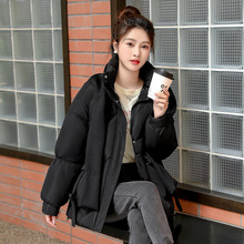 爆款修身棉服外套女2024年新款短款宽松加厚时尚连帽棉衣棉袄印花