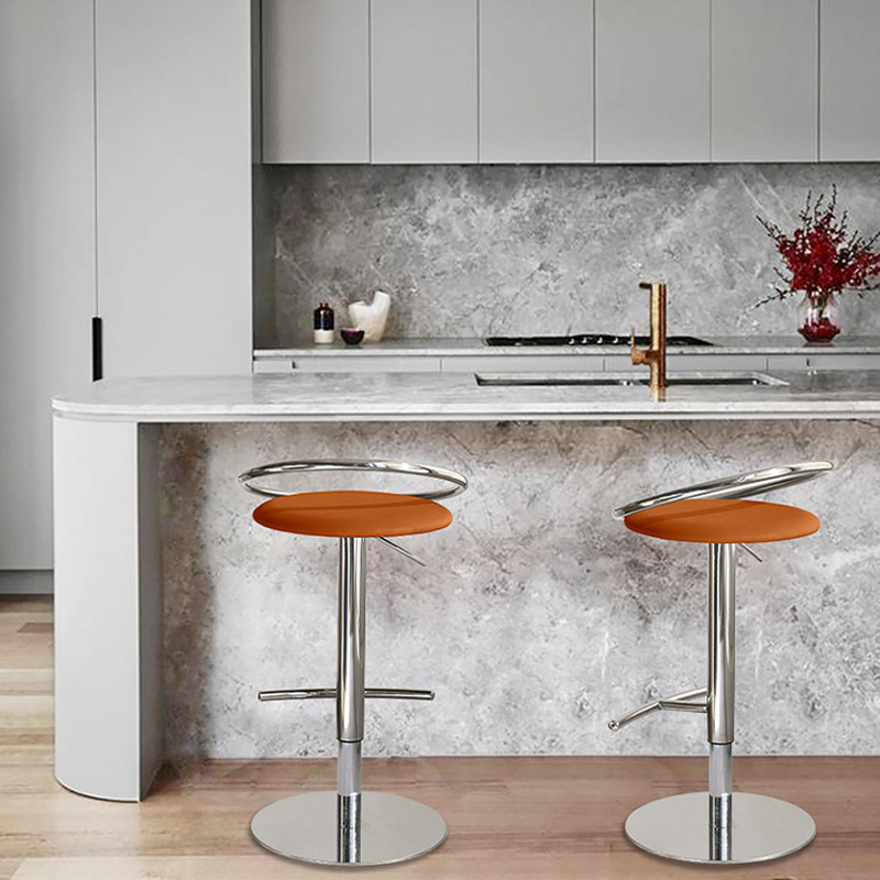 Bar Chair Modern Simple Home Light Luxury Bar Stool High Stool Backrest Leather Bar Chair Bar Chair Rotating Lift