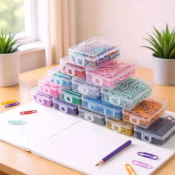 Cross-Border Colorful Plastic-Coated Paper Clips in Macaron Colors, Boxed Paper Clips, Office Stationery, Cartoon Planner Bookmarks