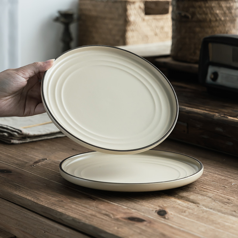 Plato de cerámica de 8 pulgadas, plato de filete de comida occidental, plato de pasta, plato de platos caseros, plato de ensalada de desayuno