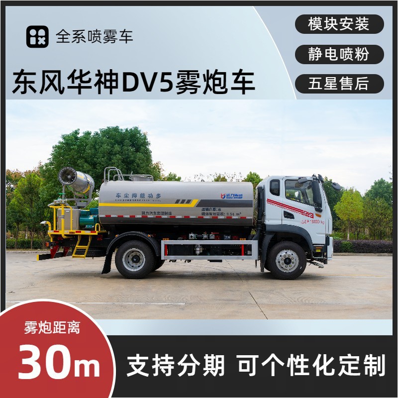 Dongfeng Huashen Dv Fog Cannon Truck 12-Ton Multi-Functional Dust Suppression Truck 30m Construction Site Dust Reduction Spray Sprinkler Truck