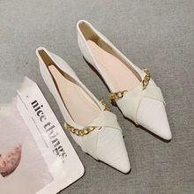 尖头单鞋女春季新款2025新款百搭小香风链条软底四季豆豆鞋瓢鞋