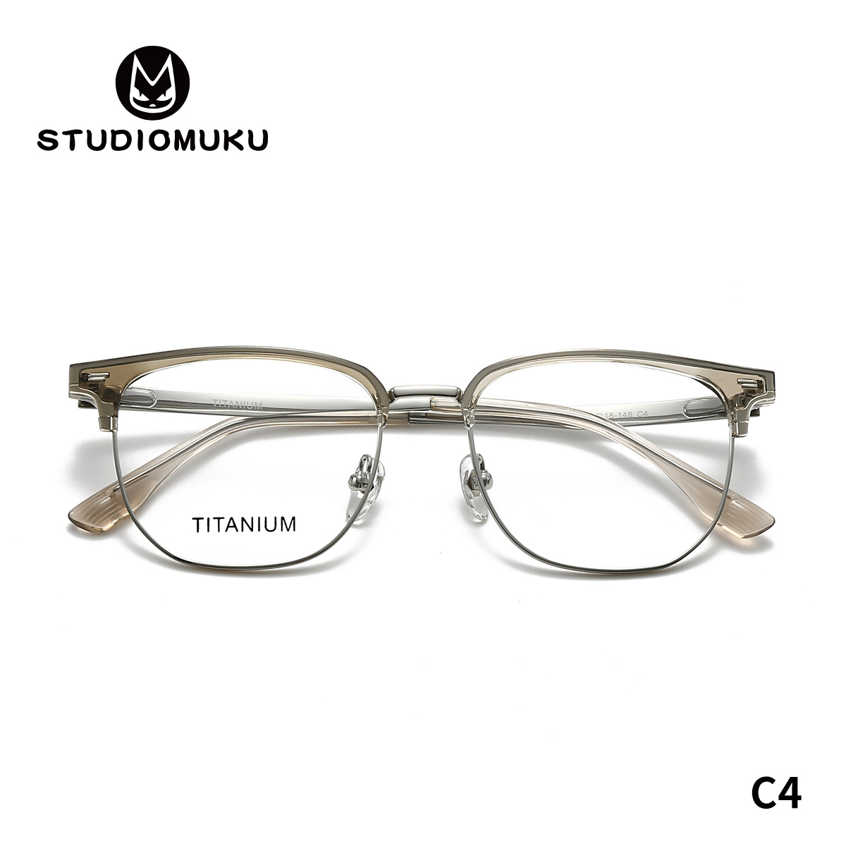 STUDIOMUKU gafas de madera clásica estilo retrógrado cejas de titanio puro gafas de medio marco gafas