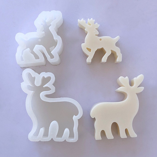 Christmas Elk Candle Silicone Mold Christmas Deer Sika Deer Aromatherapy Plaster Ornament Animal Glue Mold