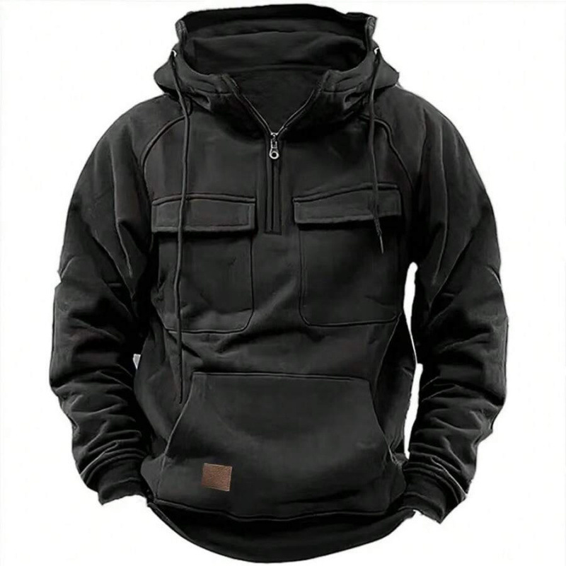 Cross-Border Hoodies Sweatshirts Men's Tactical Sweatshirt Quarter Zip Workwear Pullover
