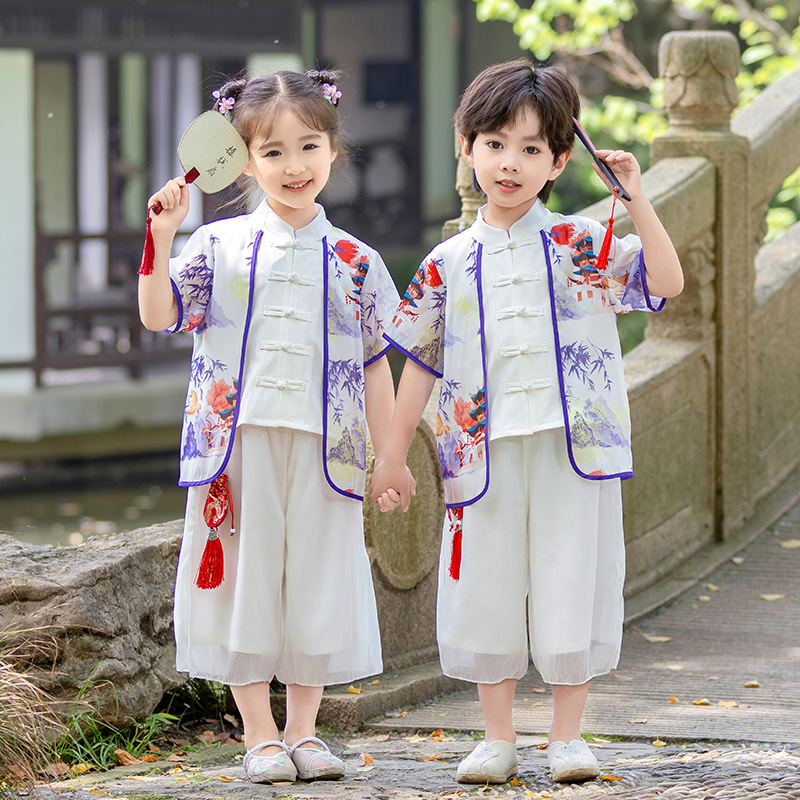 儿童汉服男童新中式唐装中国风女童国风套装幼儿园六一儿童演出服