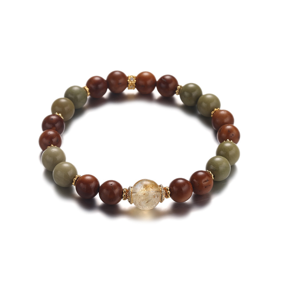 Pulsera retro de alta gama de todo fósforo, temperamento simple femenino, lujo ligero, madera de agar, cristal blanco, joyería con cuentas de ágata Cook
