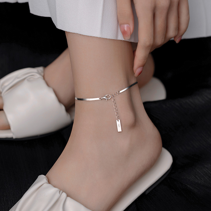 925 Silver Plated Anklet for Women 2022 New Trendy Cold Style Anklet Niche Design Ankle Chain