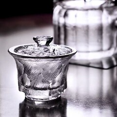东海原石原矿水晶盖碗三才天然水晶玻璃高档盖碗泡茶老师傅打磨