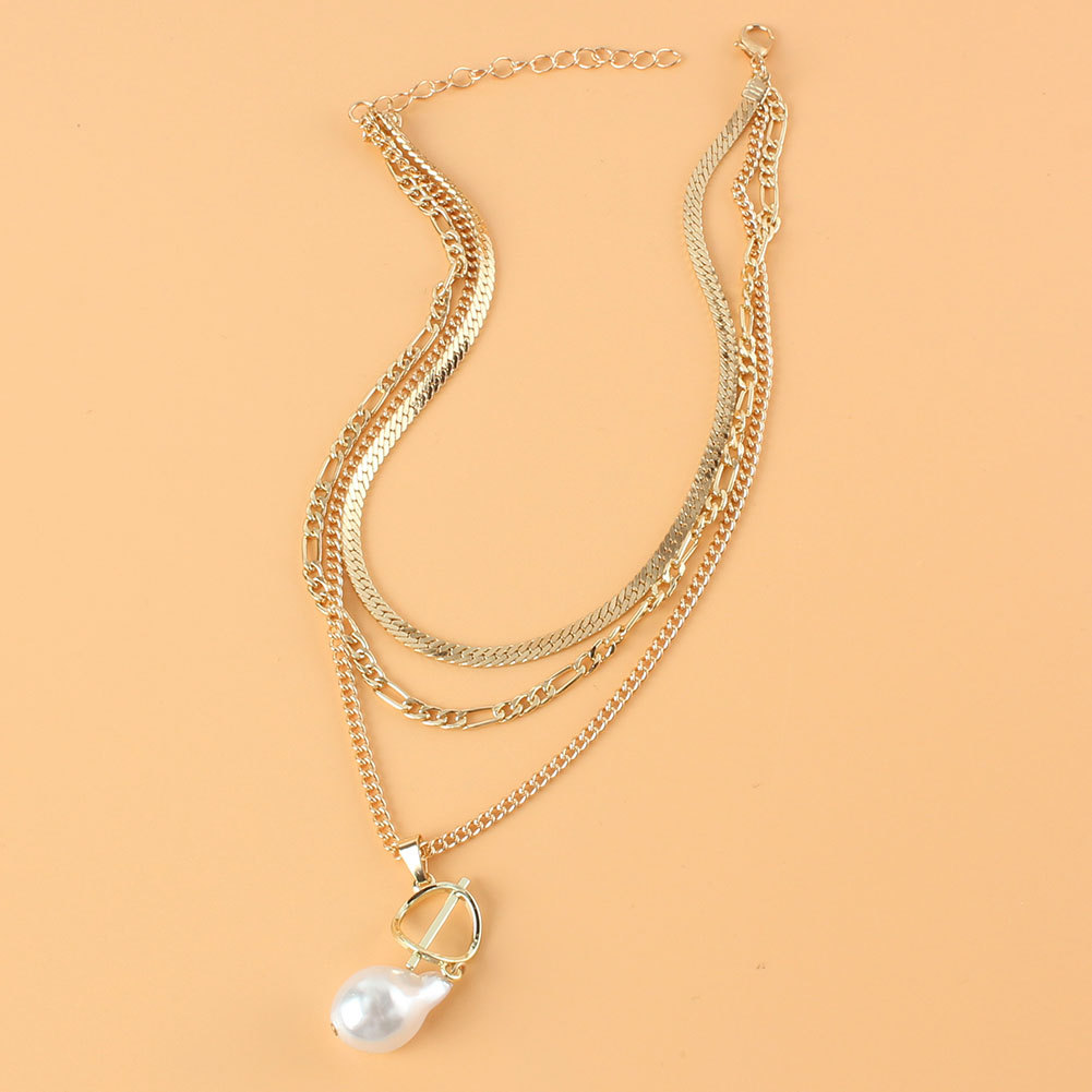 Fashion Shaped Pearl Chain Multi-layer Alloy Necklace Wholesale display picture 4