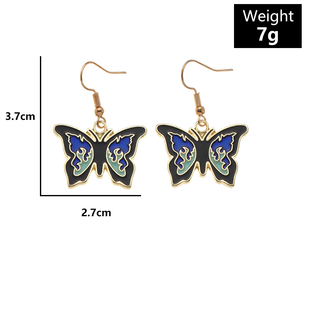 new Korean simple fashion butterfly ear hoop earrings female retro alloy drip ear jewelrypicture1