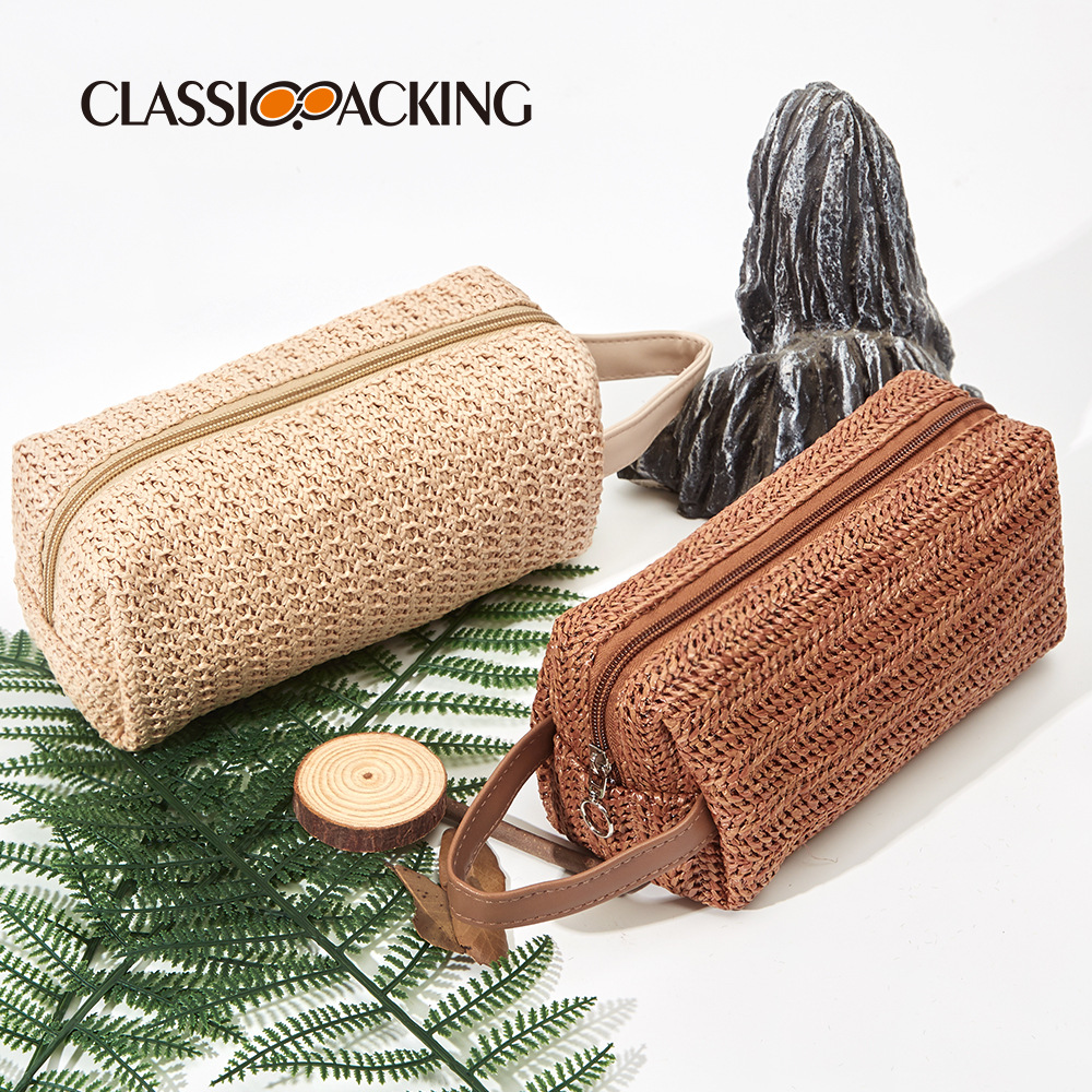 Bolsa de almacenamiento de cosméticos simple al por mayor de fábrica, material de hierba ppp, bolsa de lavado de viaje portátil de gran capacidad, bolsa de cosméticos