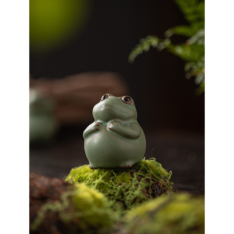 创意紫砂萌趣小青蛙茶宠摆件精品可养茶盘茶道配件花盆装饰工艺品