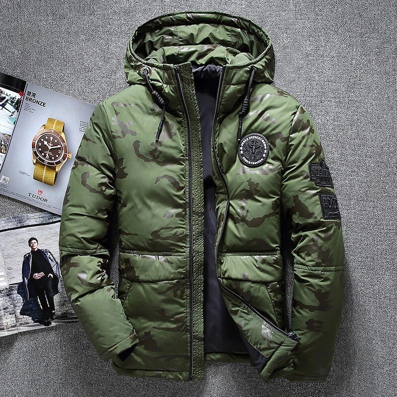 2025 Cross-Border Men's Camouflage down Jacket Cold-Proof Thickened Short Waterproof Plus-Size Youth Foreign Trade Winter Fashion