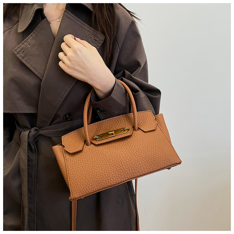 1687g Weight Lock Fashion Element Lock clasp Closure Type Single Shoulder Strap Strap Type Handbag Bags Type Casual, Street, Shopping Occasion Pu Leather Material Solid Color Pattern All Seasons Season Women's Gender Elegant, Classic Style Style Square Shape Medium Size Women's Medium Pu Leather Solid Color Elegant Classic Style Lock Square Lock Clasp Handbag 6
