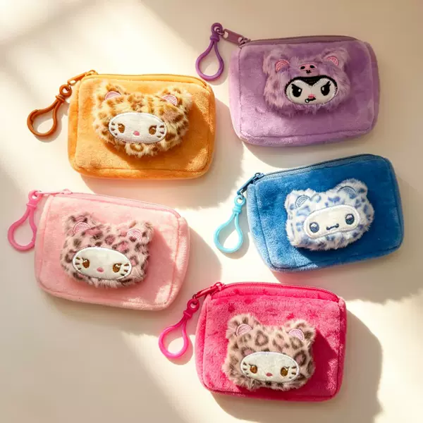 Cross-border plush hanging bag, plush toy, portable storage bag, cartoon hanging bag, mirror, cute and stylish cosmetic bag