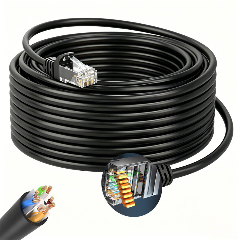 Category 6 CAT6 network cable, 8-core UTP, Gigabit network patch cord, for home routers and broadband connections, black, in stock Category 6 CAT6 network cable, 8-core UTP, Gigabit network patch cord, for home routers and broadband connections, black, in stock