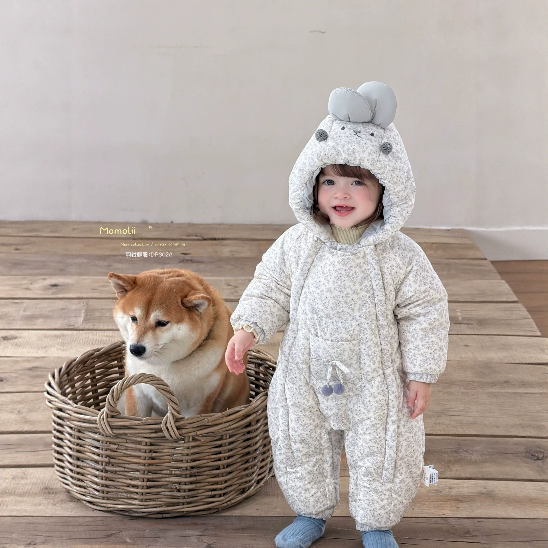 Momo Baby Girls' Down Jumpsuit, Newborn Baby Clothes, Winter Outfit, Super Cute White Duck Down Outerwear