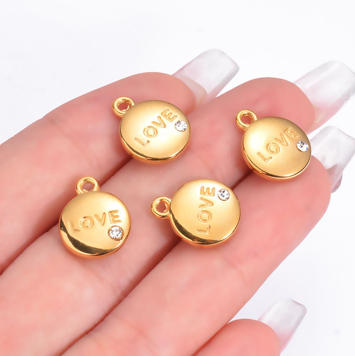Pendant Jewelry Making Type 5 PCS/Package Stainless Steel Zircon Love Round Pendant