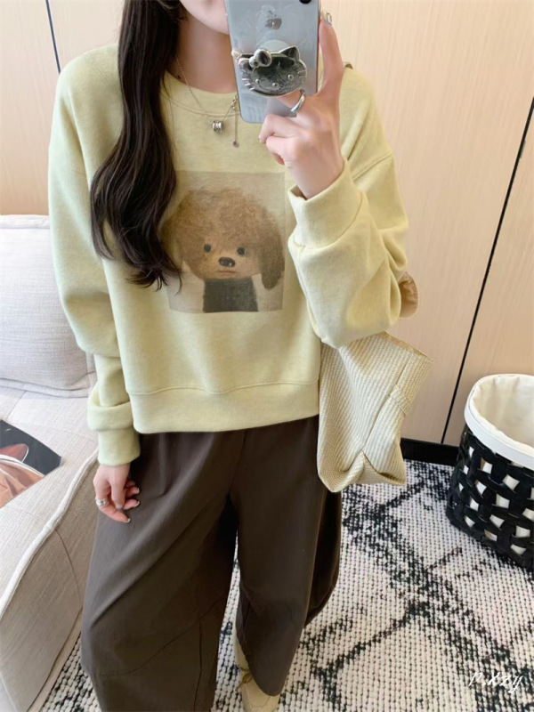 021慵懒风圆领卫衣女秋季新款薄款宽松韩版oversize女式上衣bf外|undefined
