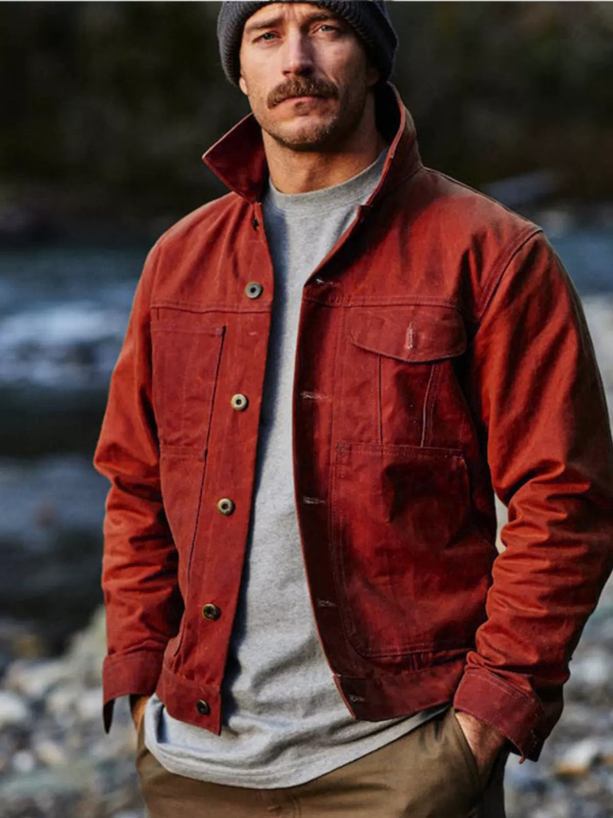 2025 primavera nueva chaqueta de hombre Amazon botón múltiple bolsillo europeo y americano chaqueta clásica retro independiente stand cardigan