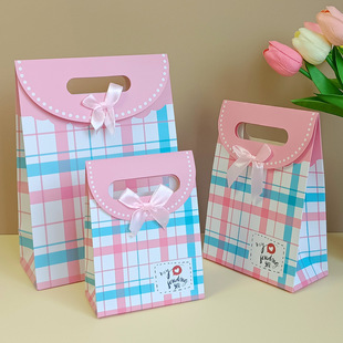 Ins Style Bow Paper Bag Flip Grinding Sticker Handbag Cosmetic Packaging Bag Exquisite Hand Cream Gift Bag
