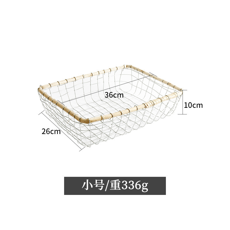ins铁丝铁艺编织收纳篮零食杂物收纳筐水果面包储物篮手工手提篮|undefined