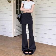 クロスボーダーの偽の2つのデザインは微ラッパのスカートの女性の夏の新型の気質を修理します。