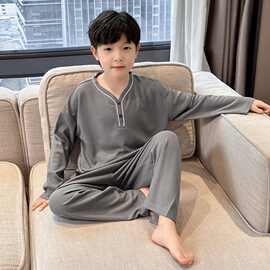 黁白儿童睡衣男孩春秋季2026新款长袖秋装宽松版家居服中大童洋气