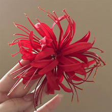 红色彼岸花发夹高级感气质花朵发卡仿真超仙氛围感侧边夹森系发饰