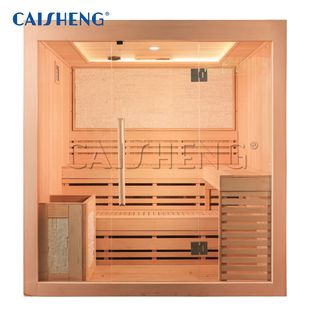 Caisheng Sauna 4-Person Traditional Sauna Room Sauna Stove Indoor Spruce Red Cedar Fir Spruce Cts-12